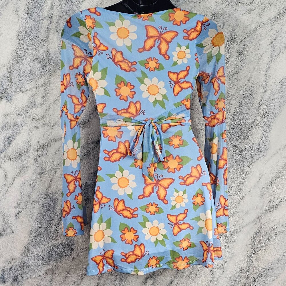 dELiA*s by Dolls Kill Small Mesh Bell Sleeve Babydoll Mini Dress - Picture 6 of 15